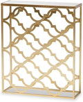 Calanthe Modern and Contemporary Gold Finished Metal Console Table with Marble Tabletop