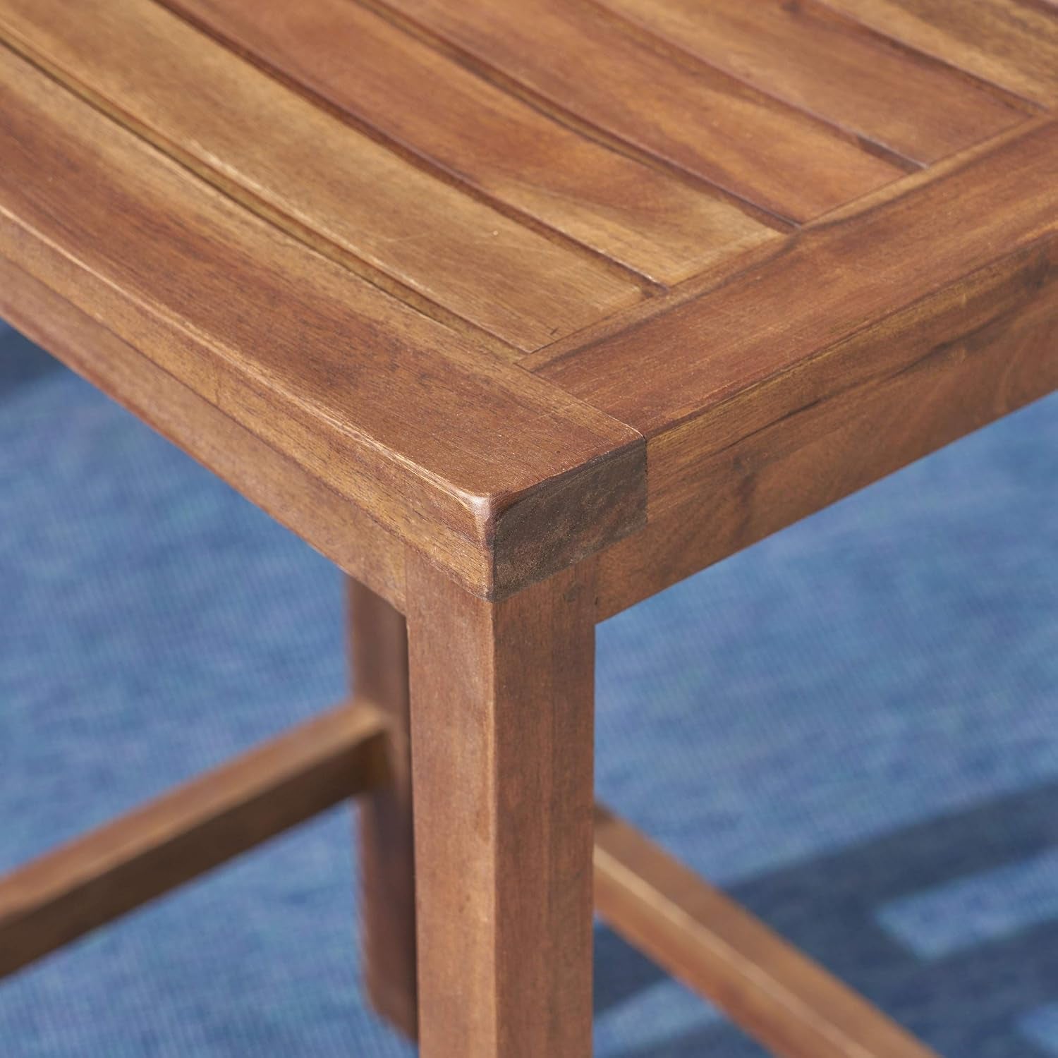 Amantani Outdoor Acacia Wood Counter Stools, 2-Pcs Set, Mahogany Brown
