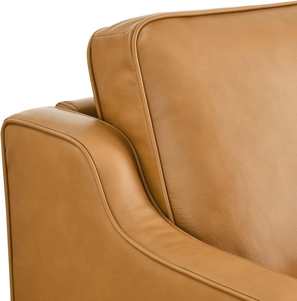 Impart Upholstered Genuine Leather Sofa in Tan