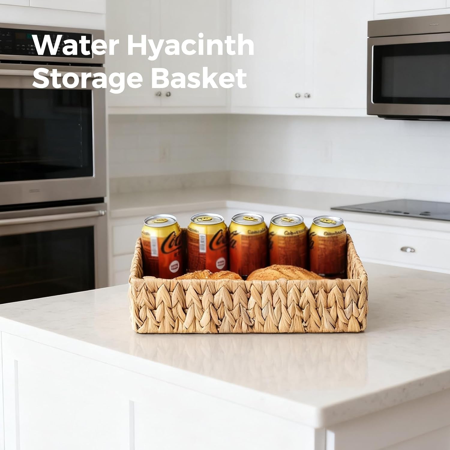 Wicker Storage Baskets Set of 3, Large and Small Wicker Pantry Baskets Set | Handwoven Water Hyacinth Baskets for Organizing, Decorative Natural Woven Baskets 3Pack for Toilet Shelves, Boho Decor