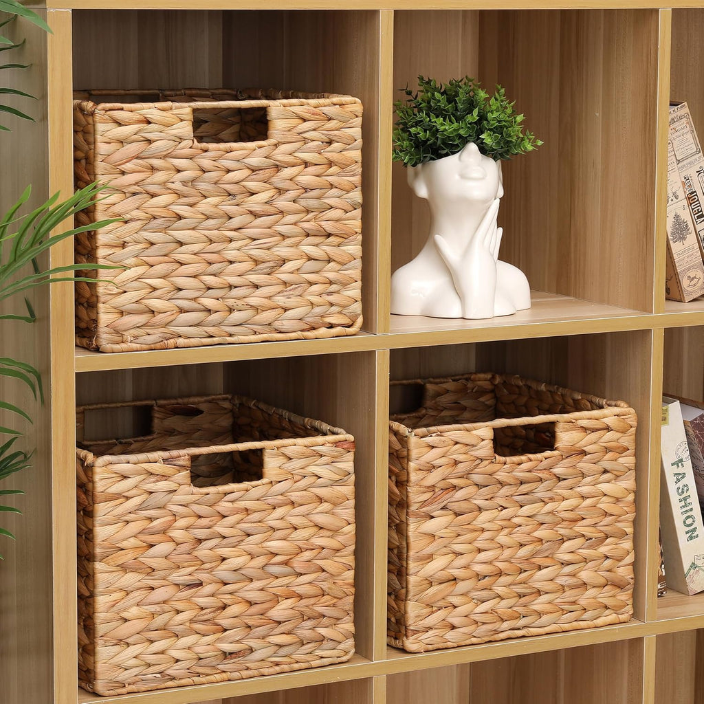 Woven water hyacinth storage baskets set of three