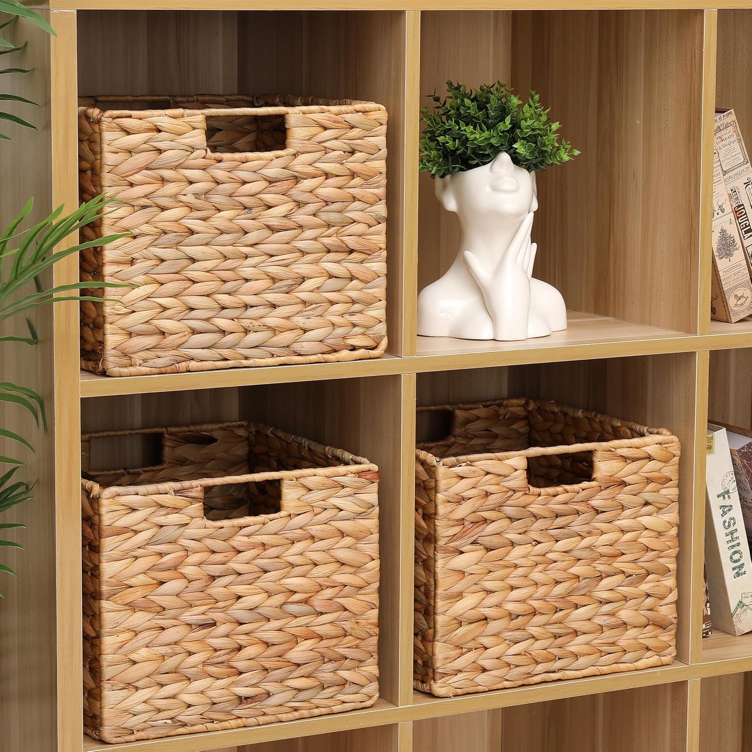 Woven water hyacinth storage baskets set of three