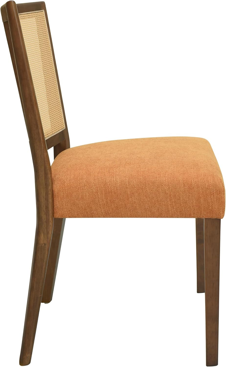 Dining Chairs Set of 2, Upholstered Armless Dining Chairs with Rattan Cane Backrest and Rubberwood Frame, Mid-Century Modern Dining Room Chairs for Kitchen and Living Room