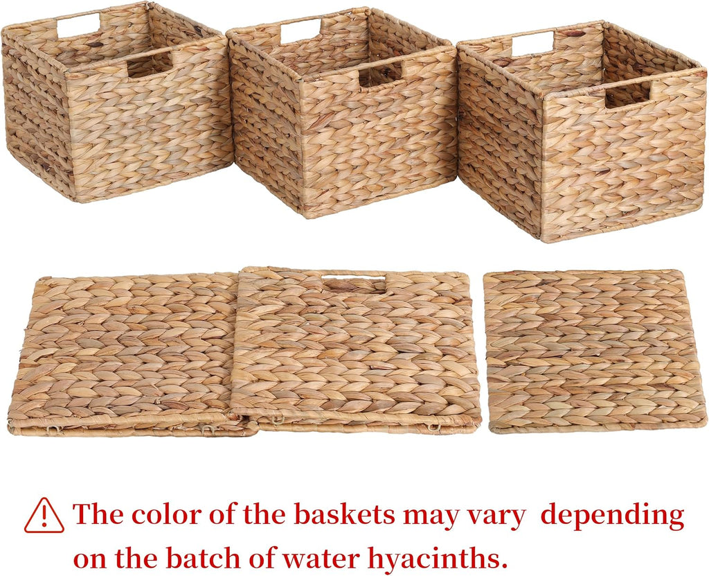 Woven water hyacinth storage baskets set of three