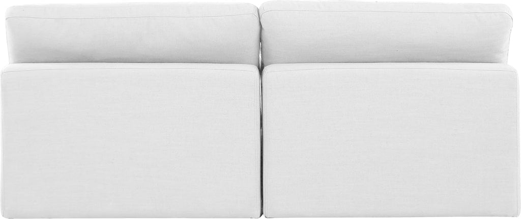187White-S78 Comfy Collection Modern | Contemporary Upholstered Modular Sofa with White Linen Textured Fabric Upholstery, down Feather Cushions, 78" W X 40" D X 34.5" H, White