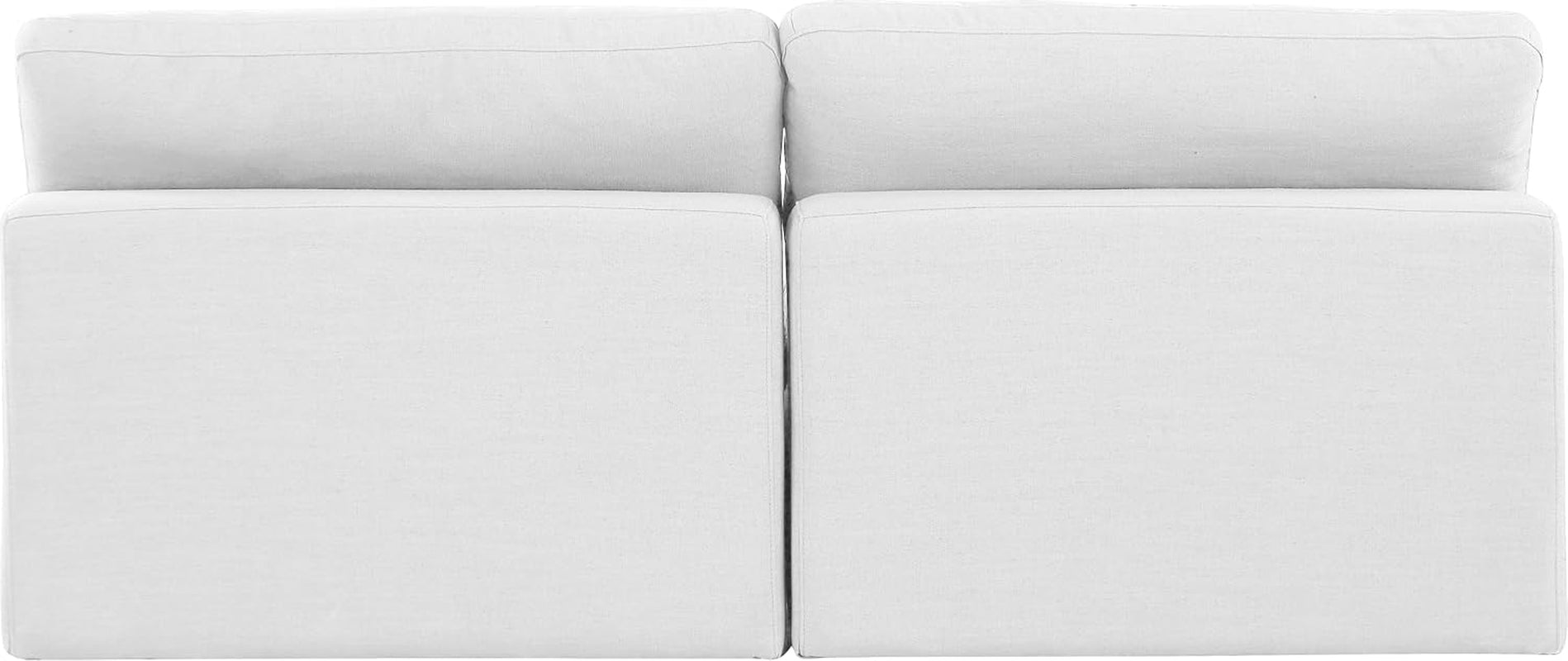 187White-S78 Comfy Collection Modern | Contemporary Upholstered Modular Sofa with White Linen Textured Fabric Upholstery, down Feather Cushions, 78" W X 40" D X 34.5" H, White