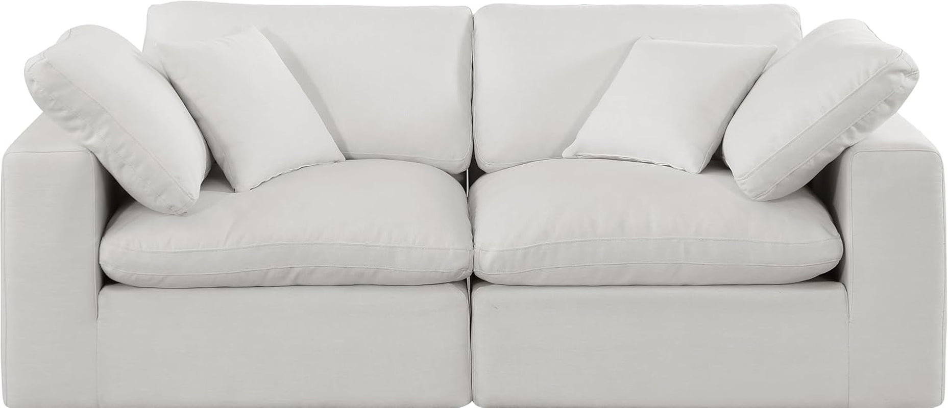 187Cream-S80 Comfy Collection Modern | Contemporary Upholstered Modular Sofa with Cream Linen Textured Fabric Upholstery, down Feather Cushions, 80" W X 40" D X 34.5" H, Cream