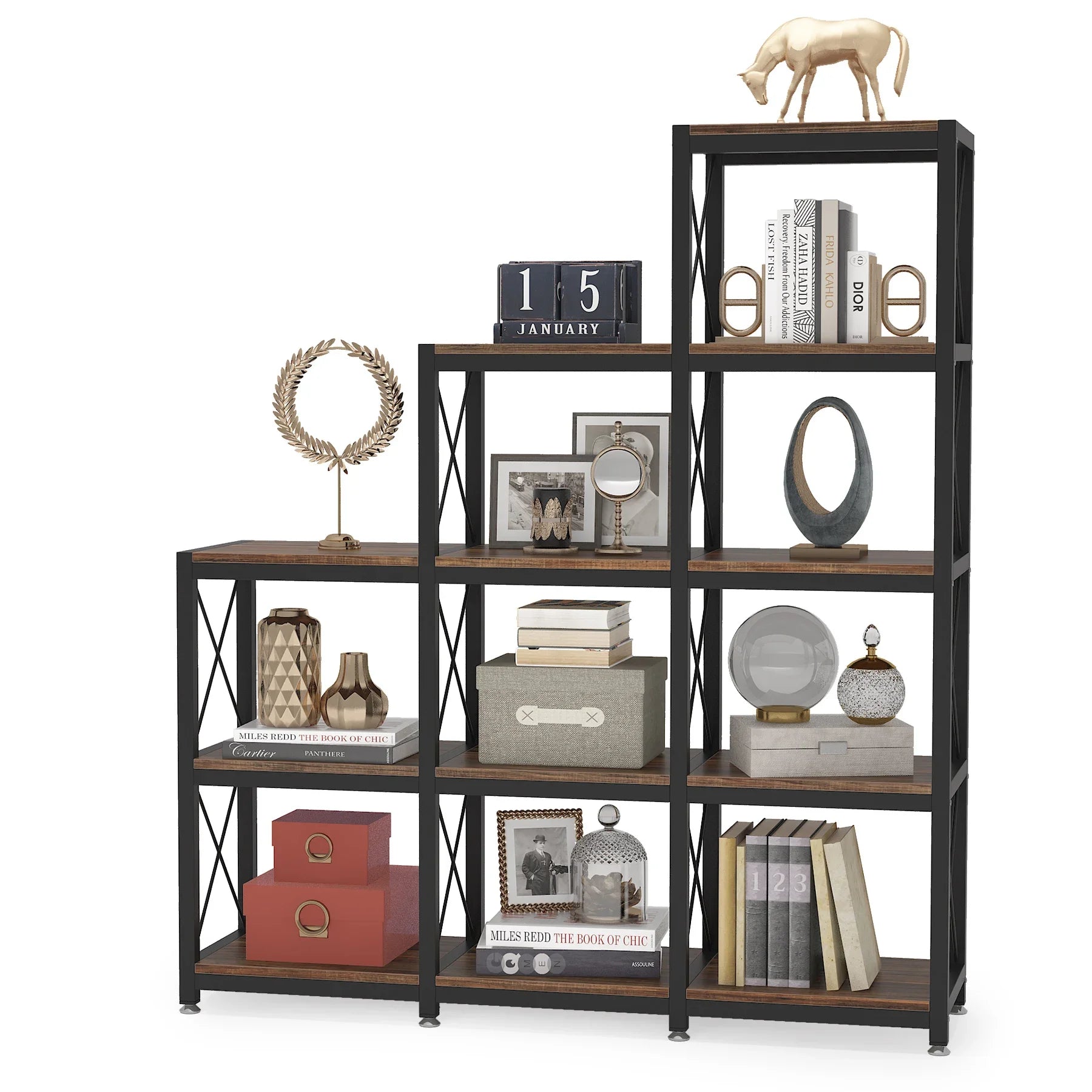 Industrial ladder corner bookshelf