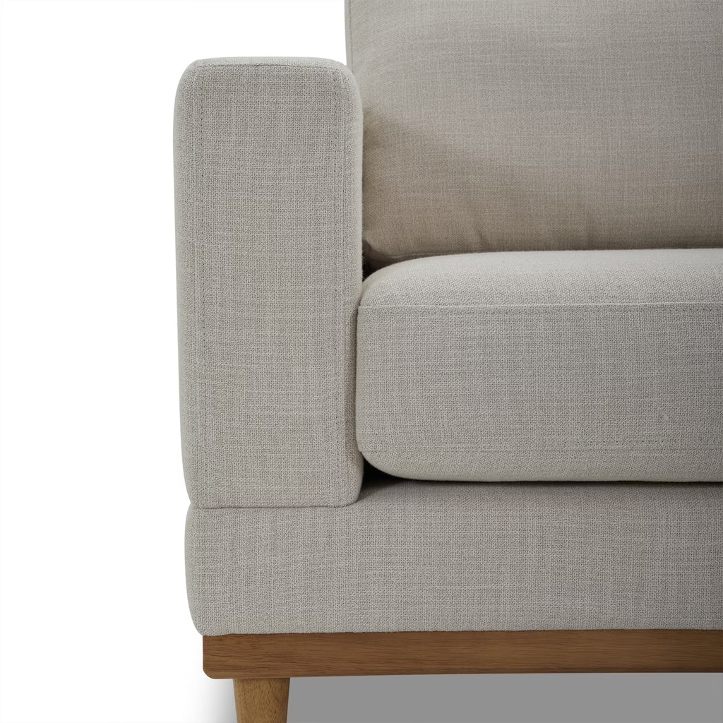 Cream linen wood frame accent chair