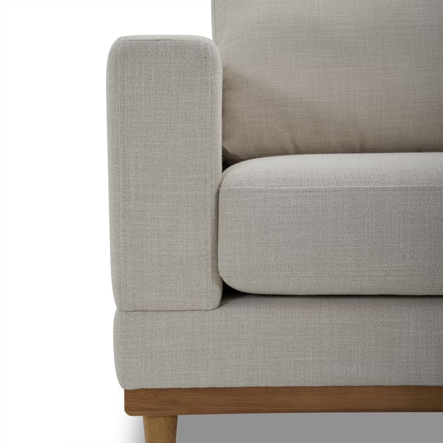 Cream linen wood frame accent chair