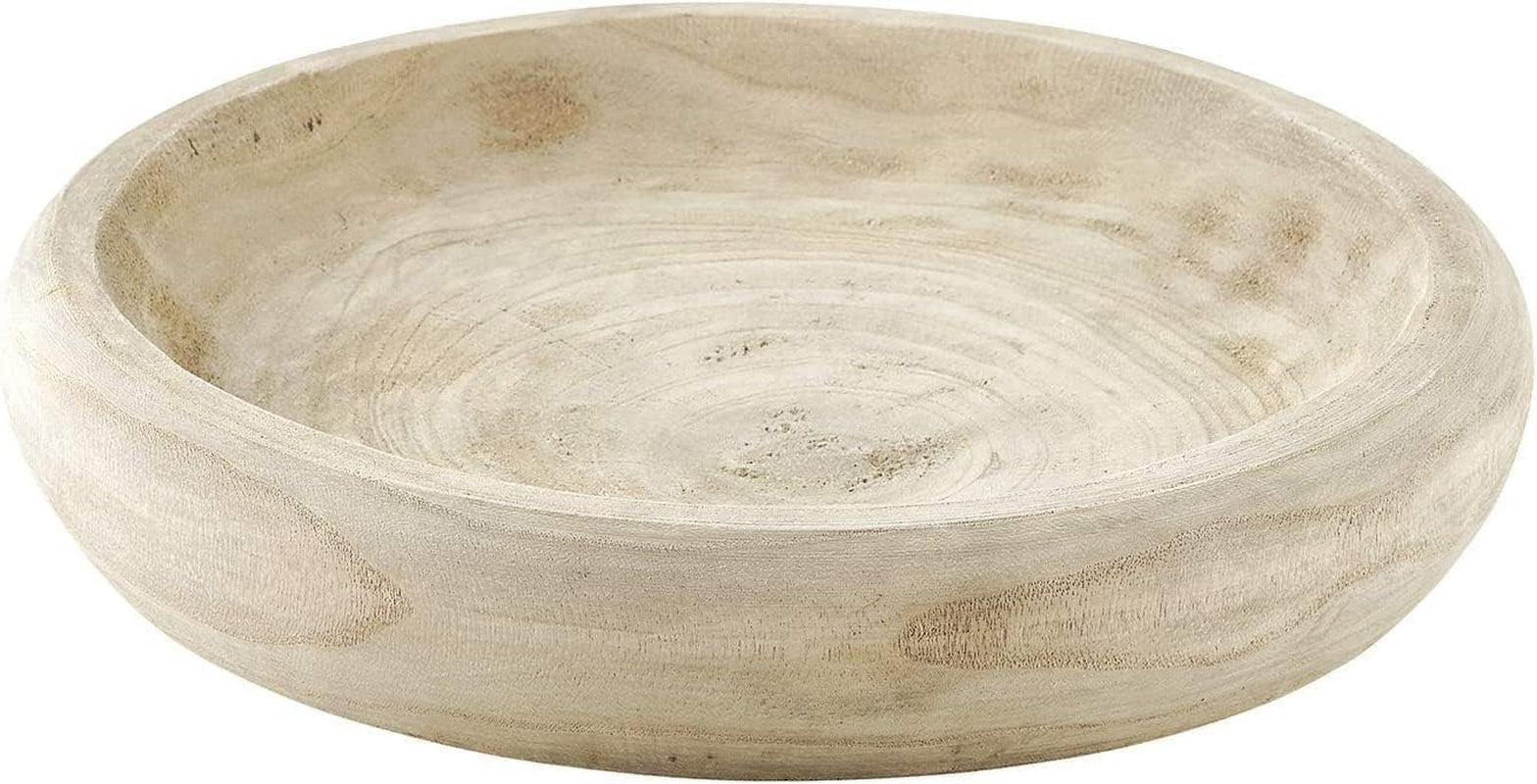 Wooden Decorative Bowl – Hand Carved Natural Wood Fruit Bowl, Rustic Farmhouse Dough Bowl Decor, Wooden Serving Bowl for Coffee Table, Entryway Key Bowl or Kitchen Centerpiece