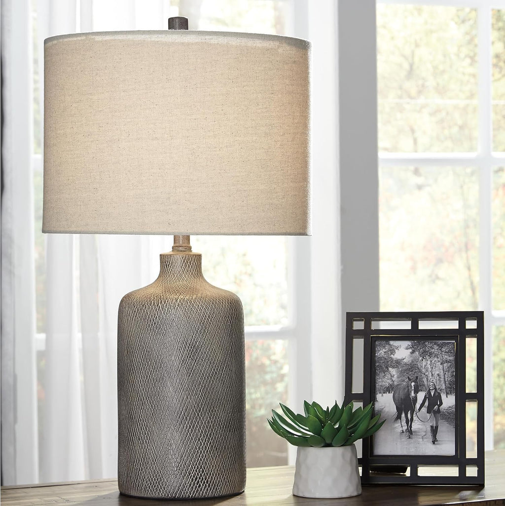 Signature Design by Ashley Linus 24.5" Ceramic Bedside Table Lamp, Black