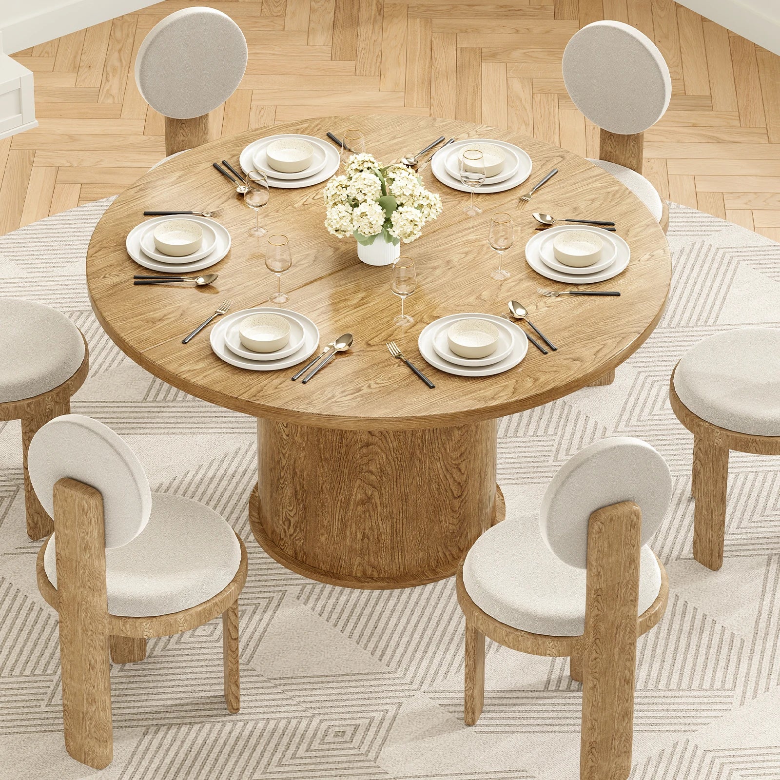 43" round Dining Table for 4 People, Small Space Kitchen Table, Modern Dinner Table with Easy Assembly for Dining Room, Apartment
