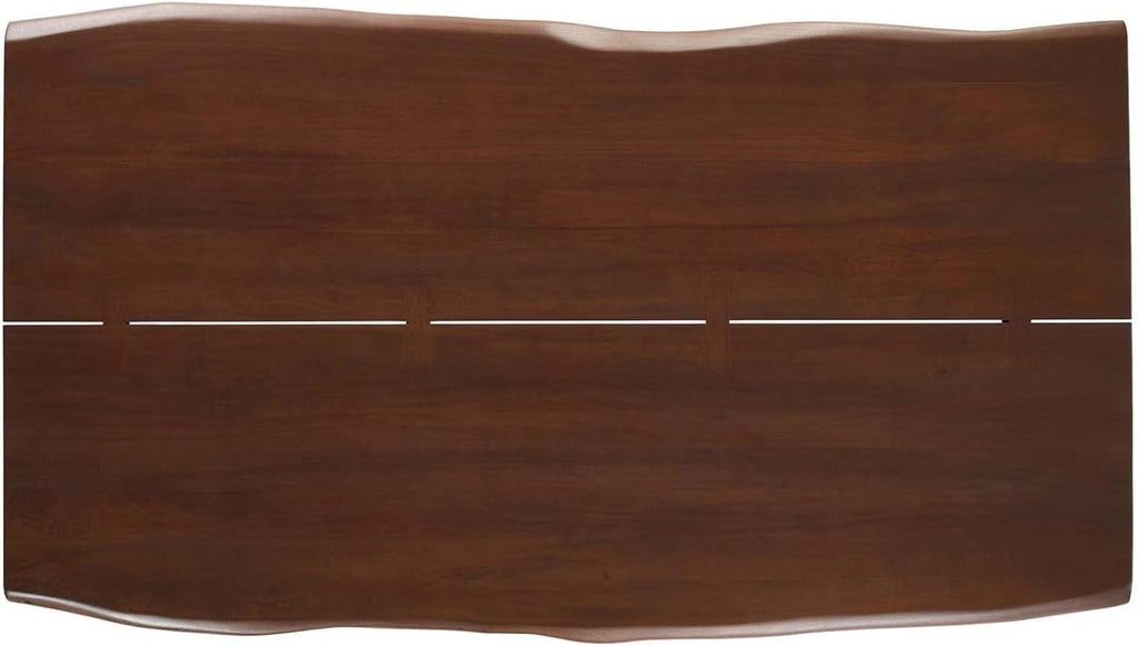 Ardor 74" Live Edge Acacia Wood Rectangular Dining Table in Black Walnut