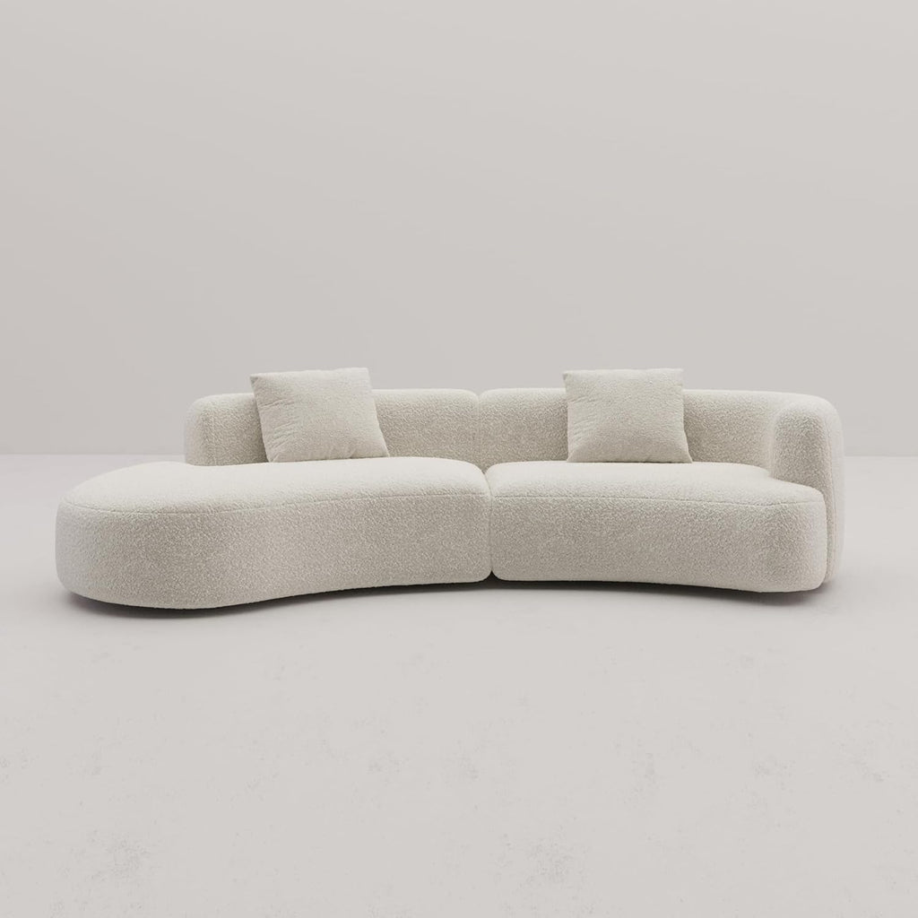 Formia Boucle Curved Sectional Couch for Living Room | Modular Sofa, Modern Minimalist, Wood Frame, for Apartment, Home Office