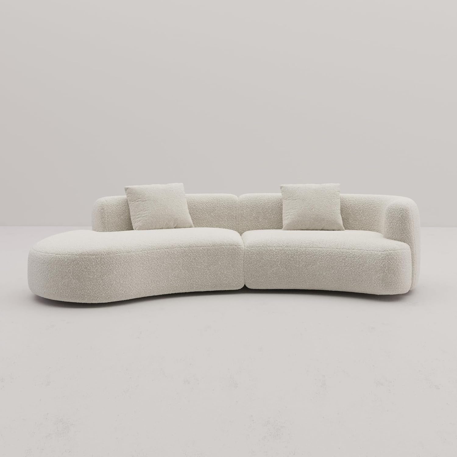Formia Boucle Curved Sectional Couch for Living Room | Modular Sofa, Modern Minimalist, Wood Frame, for Apartment, Home Office