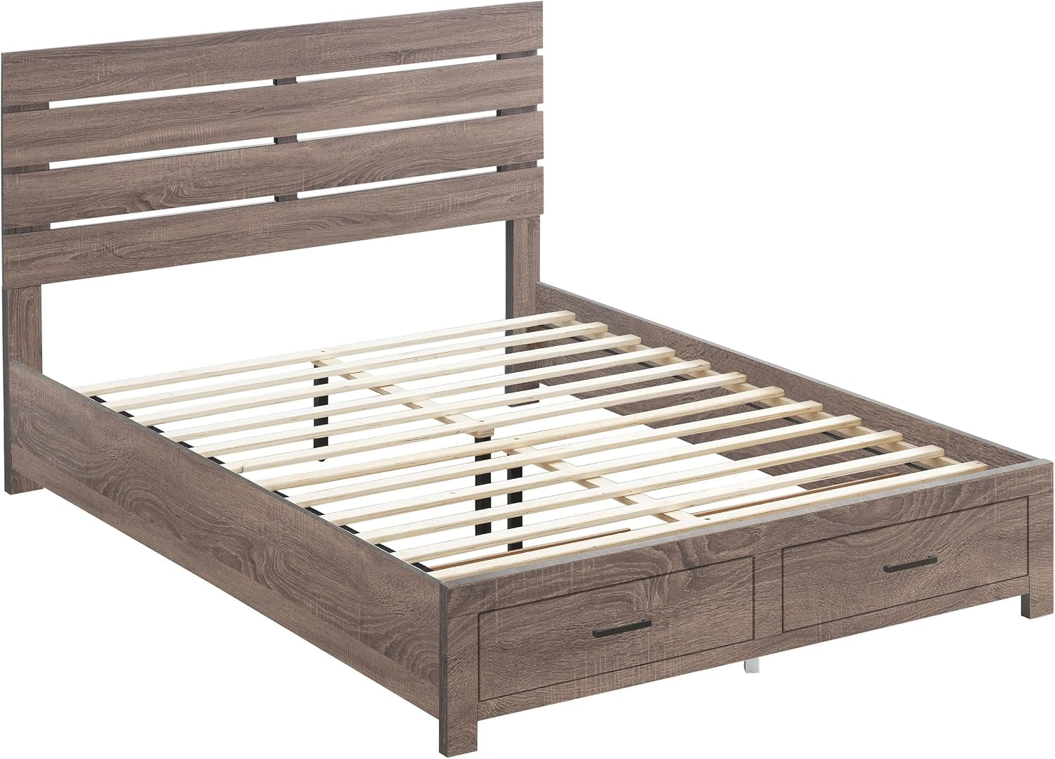 Coaster Home Furnishings Brantford Farmhouse Wood Queen Size Storage Panel Bed Frame Platform Bed 49-Inch Headboard Barrel Oak 207040Q