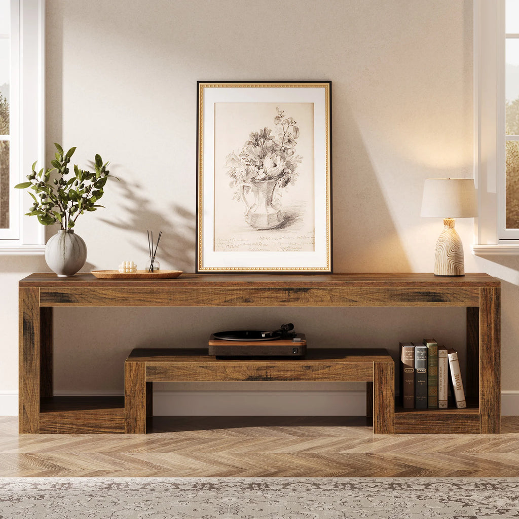 Rustic brown farmhouse TV stand