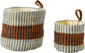 Woven Jute Baskets with Liner, Rust Striped, Set of 2 Sizes