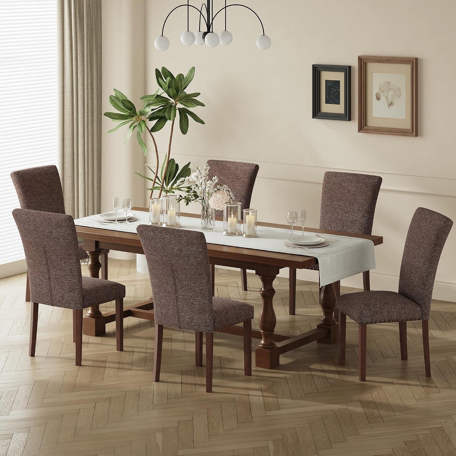 Upholstered dining chairs set of six