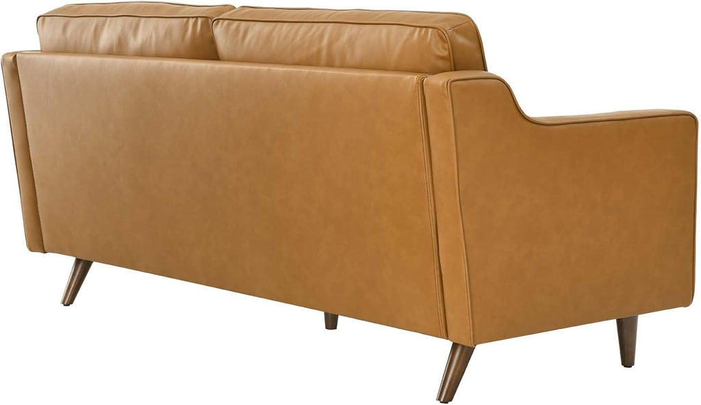 Impart Upholstered Genuine Leather Sofa in Tan