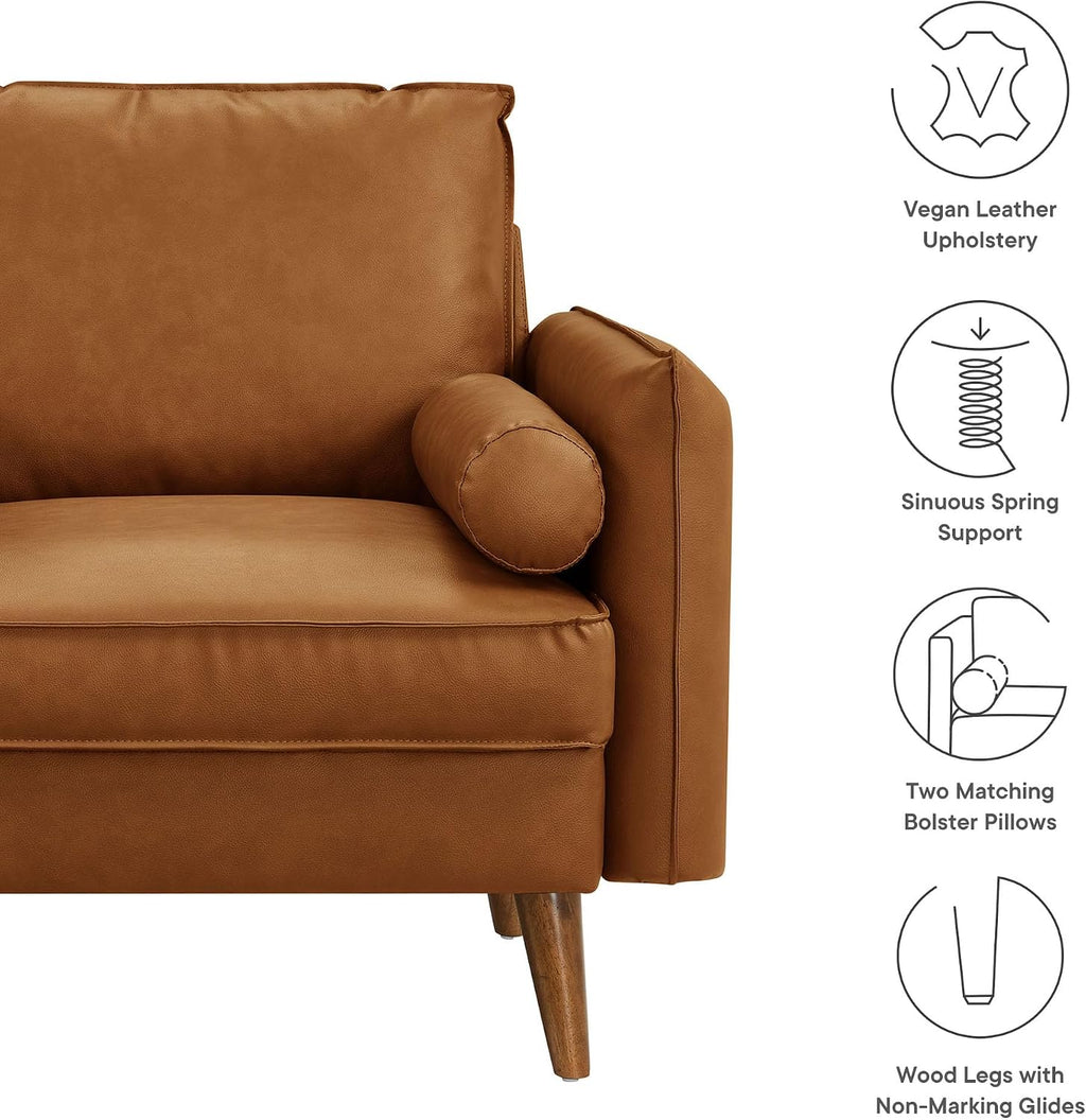 Tan faux leather accent armchair