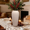 Tall Ceramic Vase 12 Inch Neutral Textured Vase,Cream Vase for Home Decor | Farmhouse Tall Ceramic Flower Vase for Dining Table,Living Room,Kitchen,Bedroom,Entryway,Christmas Gift