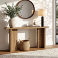 63 Inch Modern Console Table, Narrow Entryway Table with Wood Grain, Minimalist Sofa Table for Living Room, Hallway, Foyer, Entryway, Rustic Oak