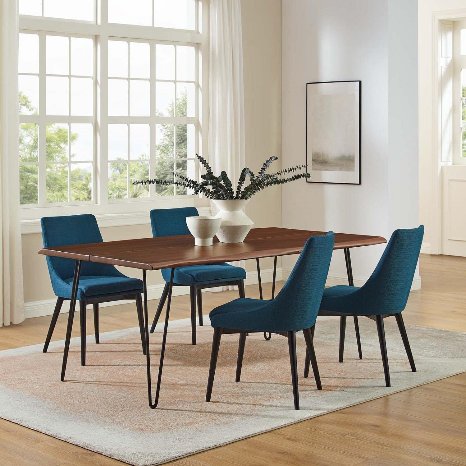 Ardor 74" Live Edge Acacia Wood Rectangular Dining Table in Black Walnut