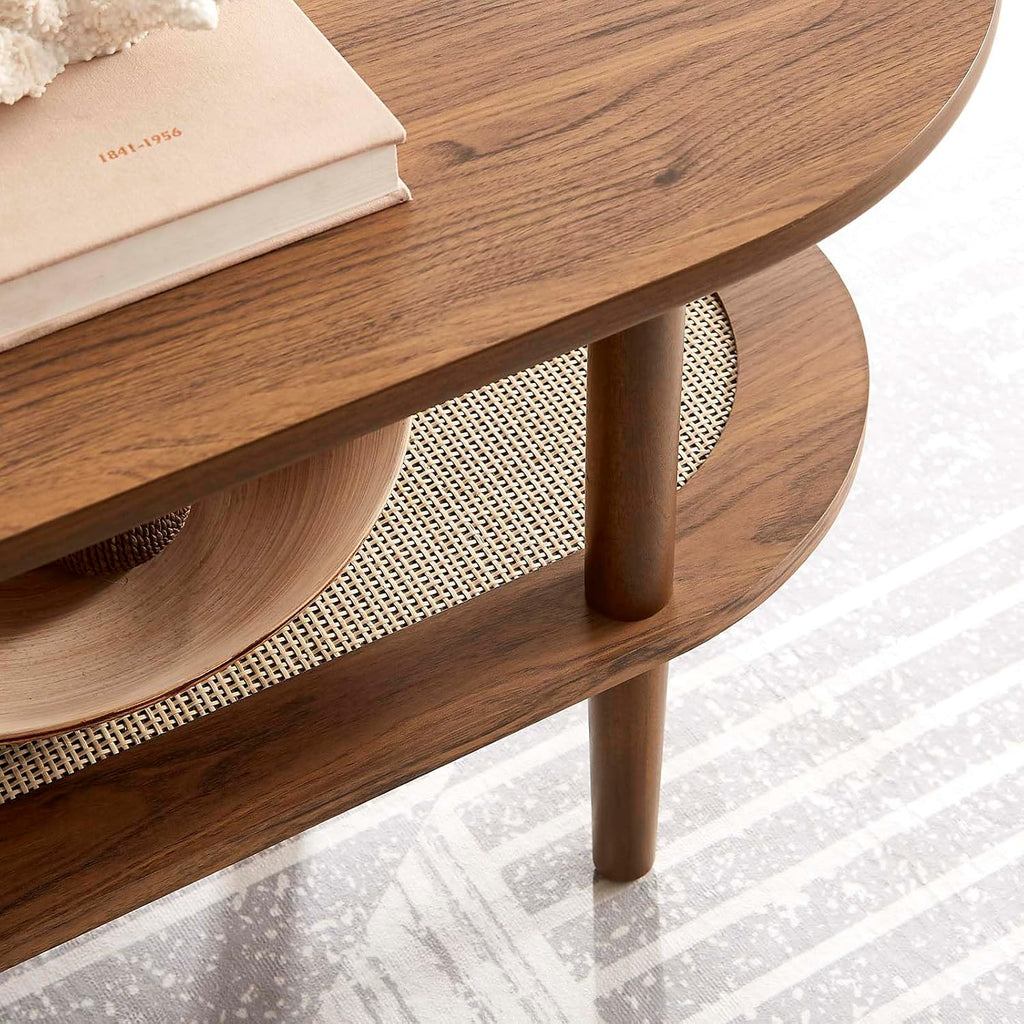 EEI-6526-WAL Torus Oval Coffee Table, Walnut