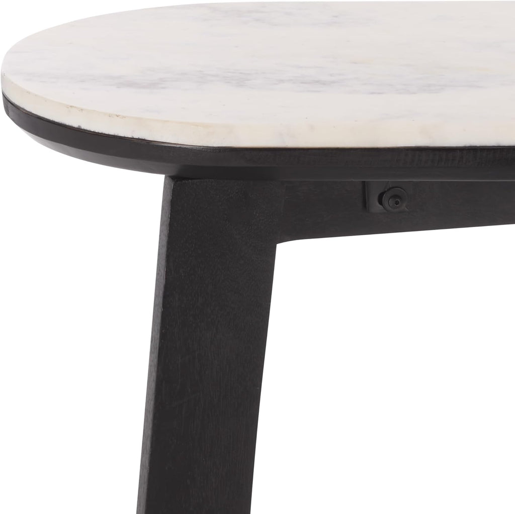 SAFAVIEH Home Collection - Shina White & Black Oval Console Table, Marble Top with Wood Base, Modern Entryway Accent (CNS3708B)