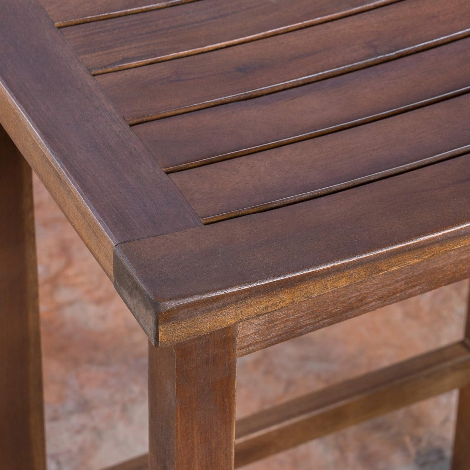Amantani Outdoor Acacia Wood Counter Stools, 2-Pcs Set, Mahogany Brown