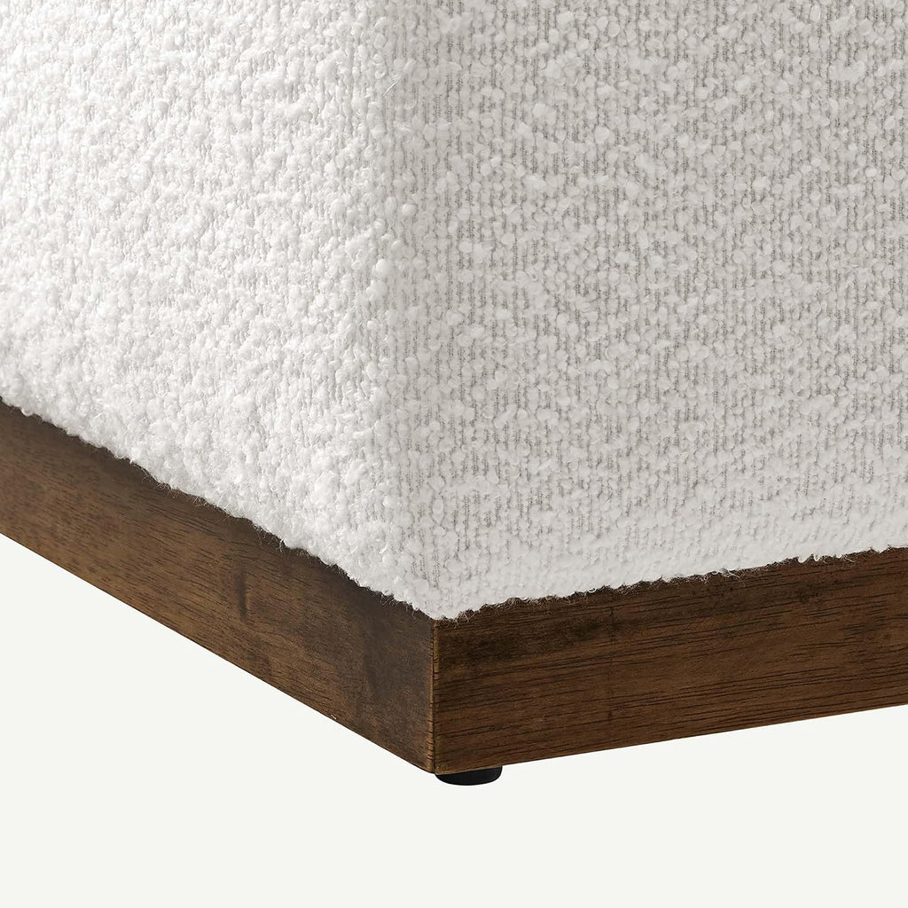 Large 28" Square Boucle Upholstered Upholstered Ottoman