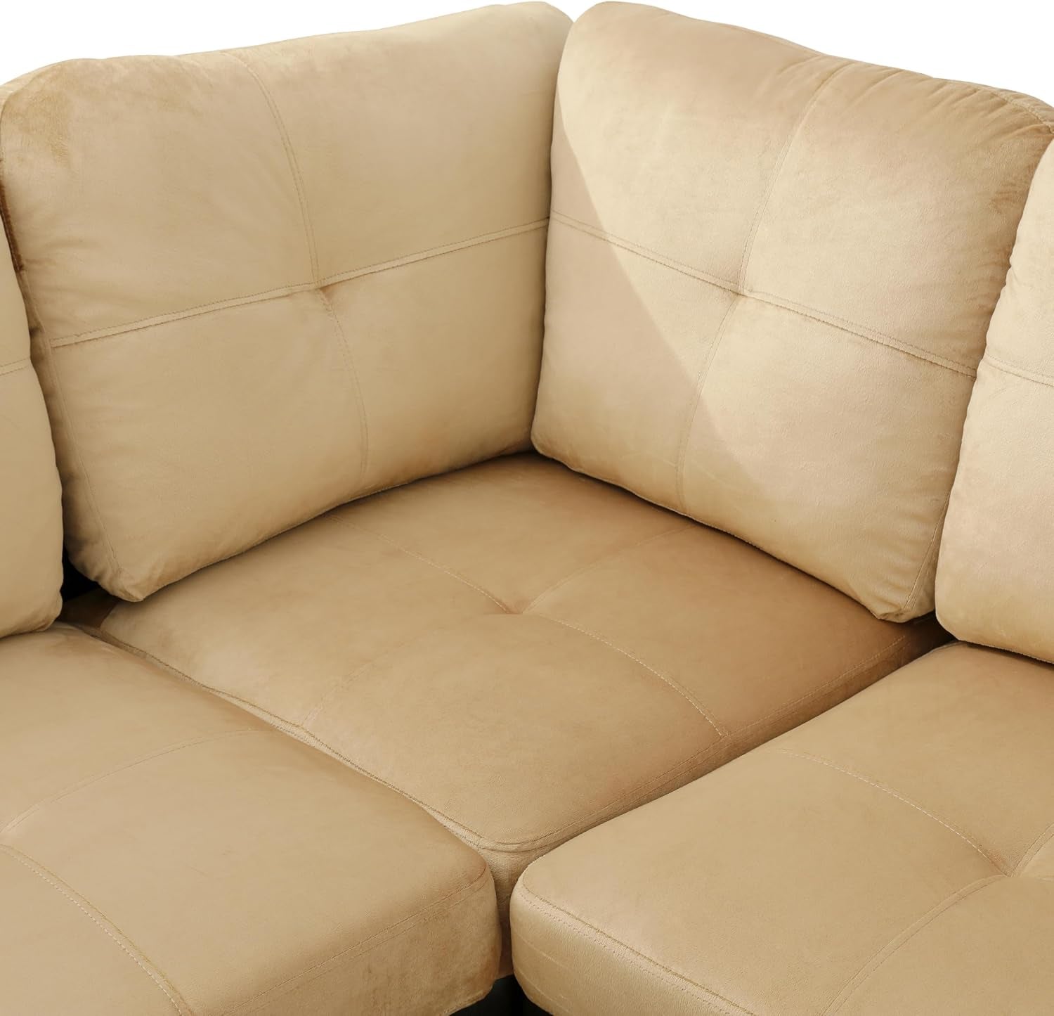 Beige L shape sectional couch