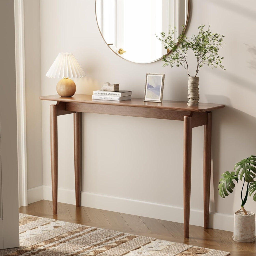 Wood Console Table Walnut Entryway Table, Thin Console Table, Sofa Tables for Living Room (47.2'')