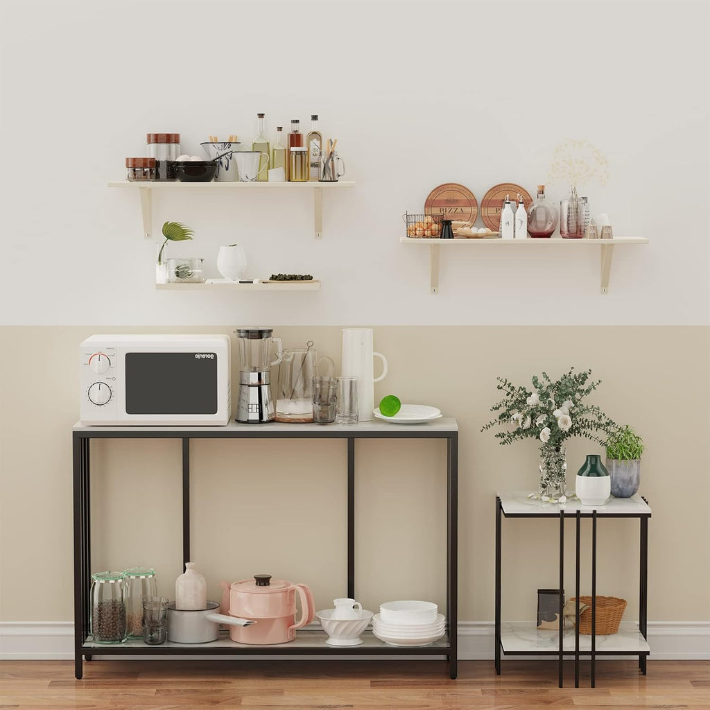 White two tier marble console table