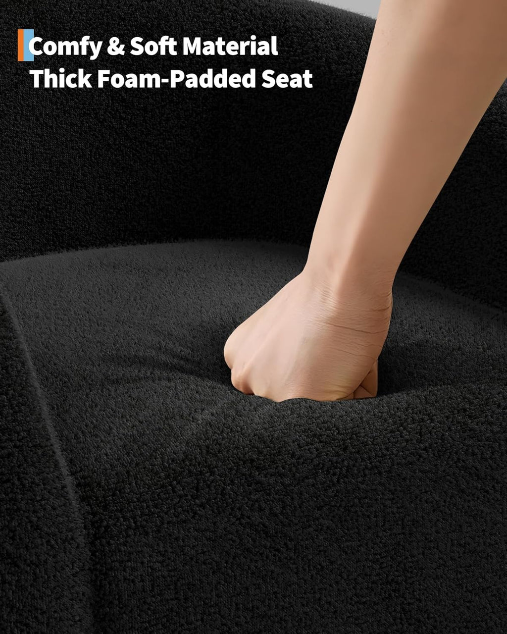 Accent Chair, Boucle Fabric Barrel Chairs, Comfy round Club Armchair with Soft Cushion for Living Room, Bedroom, Reading, Waiting Room, Black