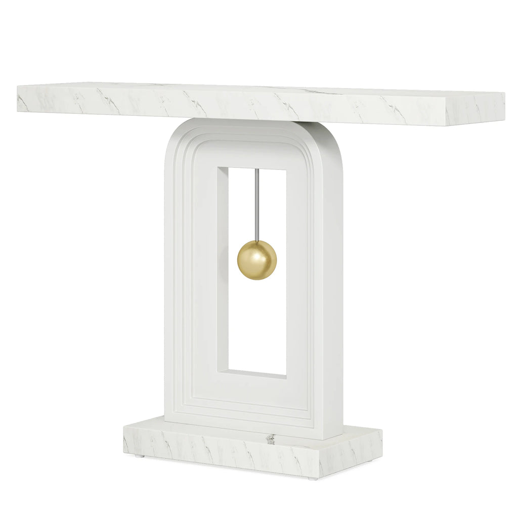 Modern Console Table, 40 Inches Narrow Sofa Entryway Table with Pendulum Shape Base, Contemporary Wood Accent Table