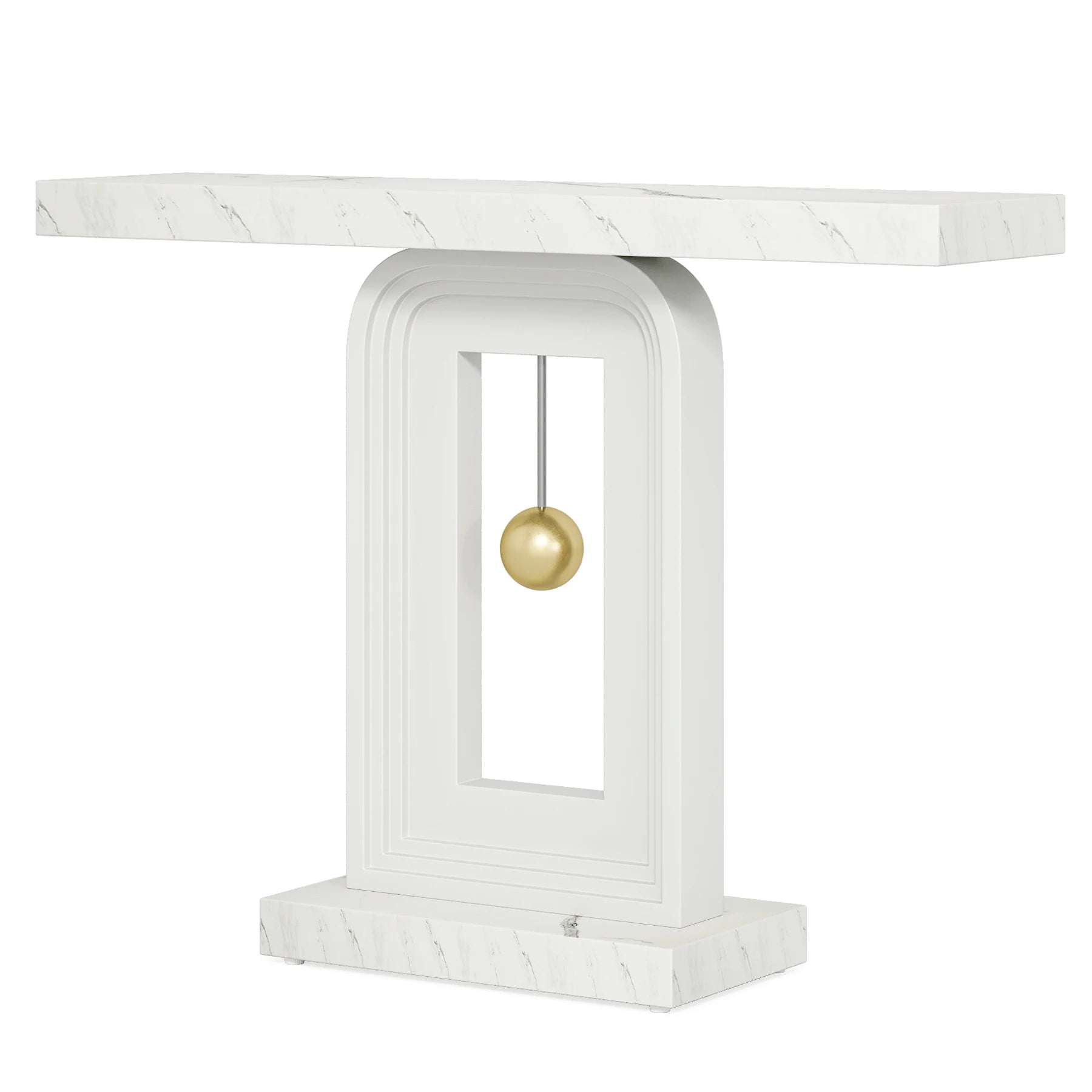 Modern Console Table, 40 Inches Narrow Sofa Entryway Table with Pendulum Shape Base, Contemporary Wood Accent Table
