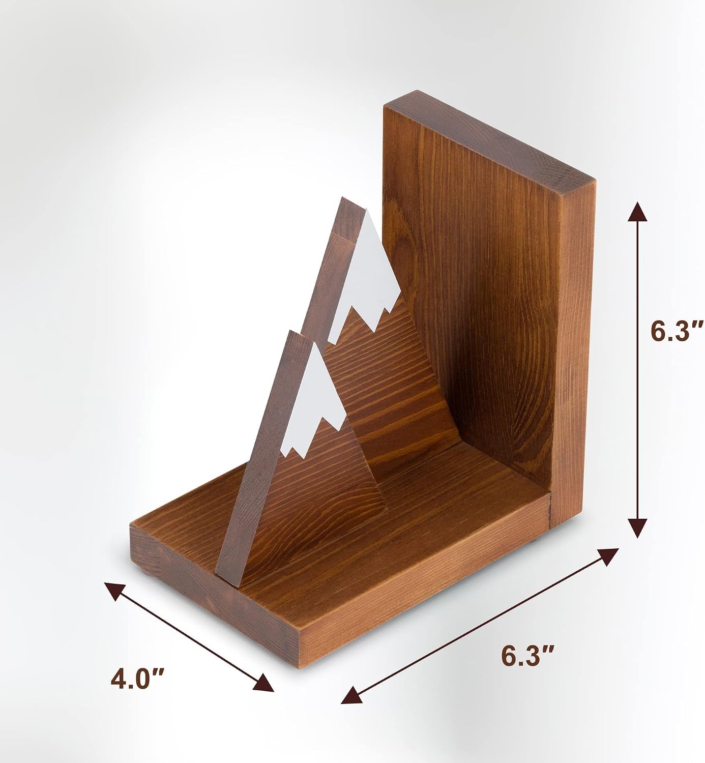 Wooden mountain bookends