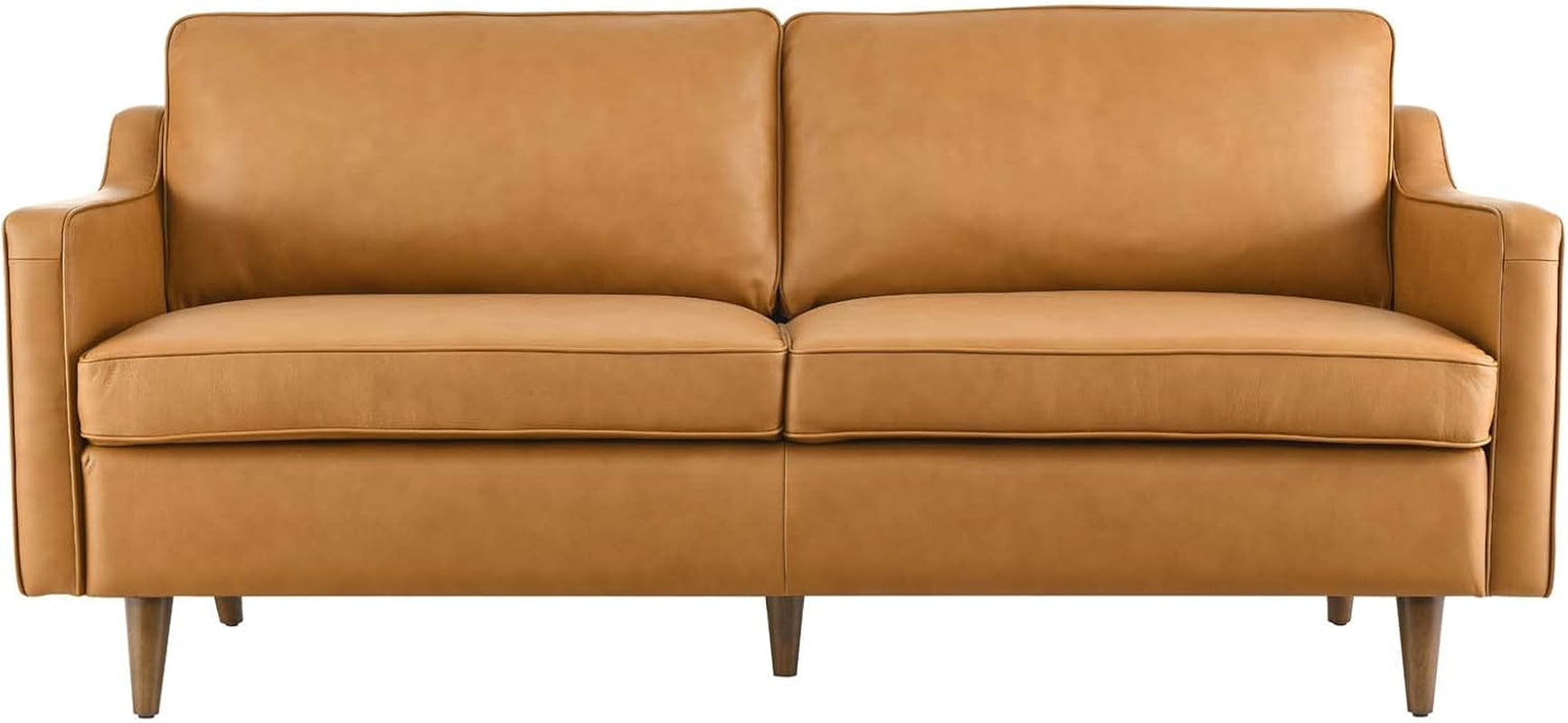 Impart Upholstered Genuine Leather Sofa in Tan