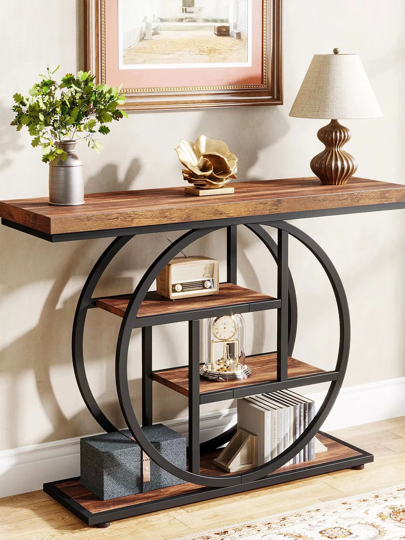 Console Table, 4-Tier Entryway Table, 41.3-Inch Industrial Sofa Table for Living Room, Foyer Hallway Table for Entrance