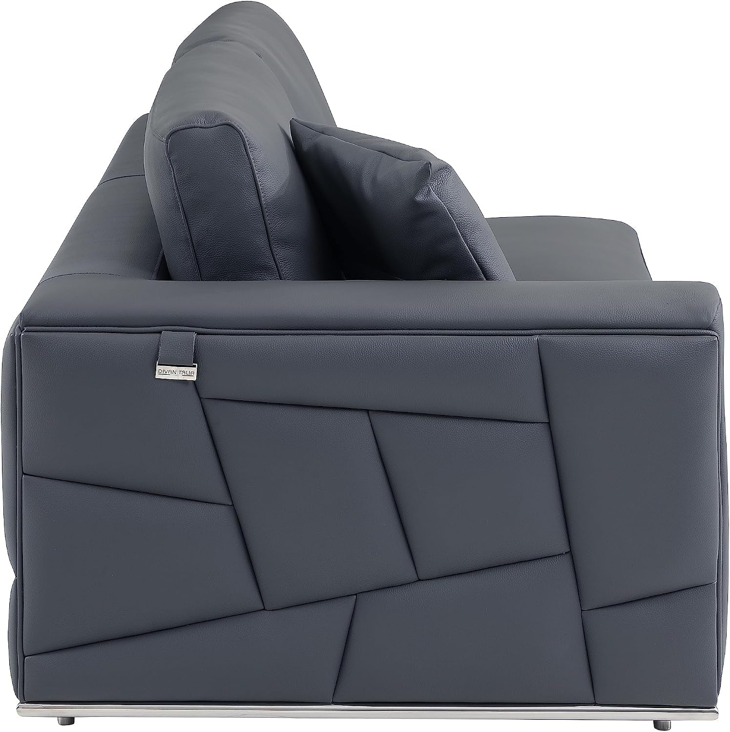 Surton Top Grain Italian Leather Sectional Sofa for Living Room and Home Office, Modern Luxury L-Shaped Couch, Right Arm Facing, 117" W, Dark Gray