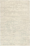 Beige and blue abstract wool area rug