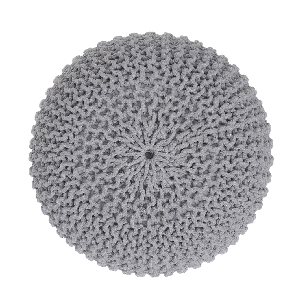 ·  · round Pouf Ottoman - Hand Knitted Cable Boho Poof Home Décor Pouffe Circular Footrest for Living Room - Nursery - Bedroom - Lounge 100% Cotton (19.5”X19.5”X14”) - Gray, Set of 2