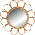 27" Handmade Farmhouse Large Rattan round Mirror for Entryway, Living Room, Bathroom Hallway