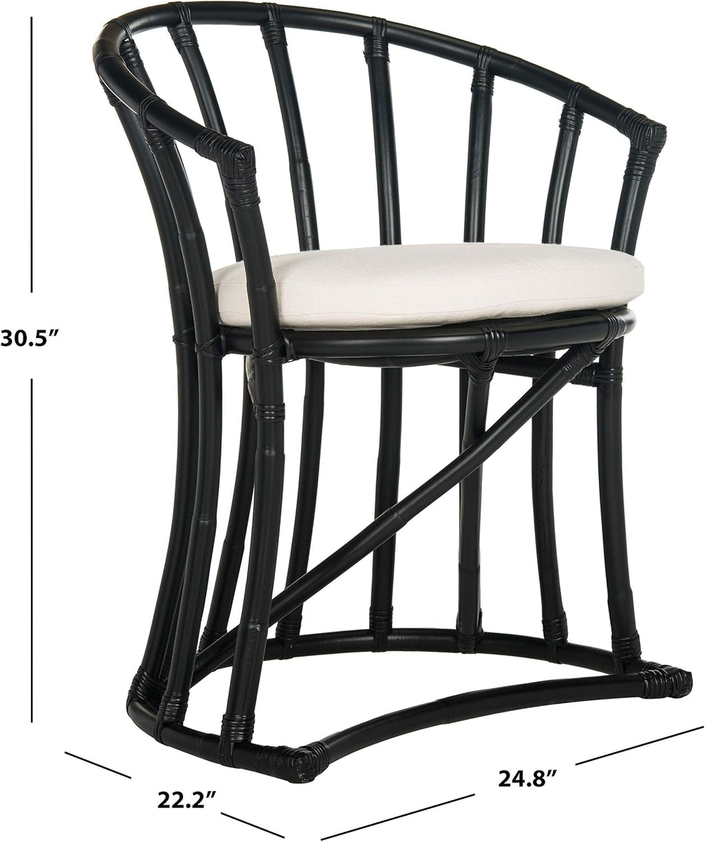 Safavieh Home Collection Bates Black Rattan Accent Chair with Cushion