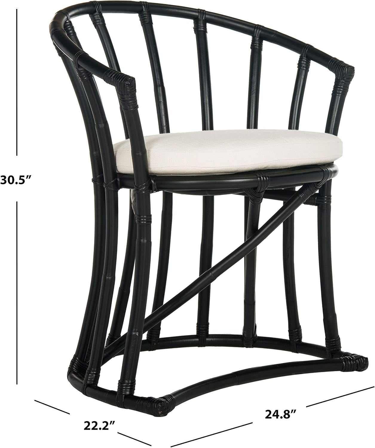 Safavieh Home Collection Bates Black Rattan Accent Chair with Cushion