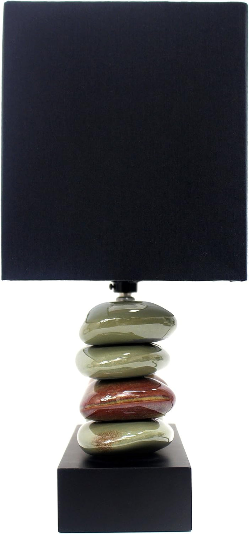 LT1036-BLK Rectangular Dual Stacked Stone Ceramic Table Lamp, Black