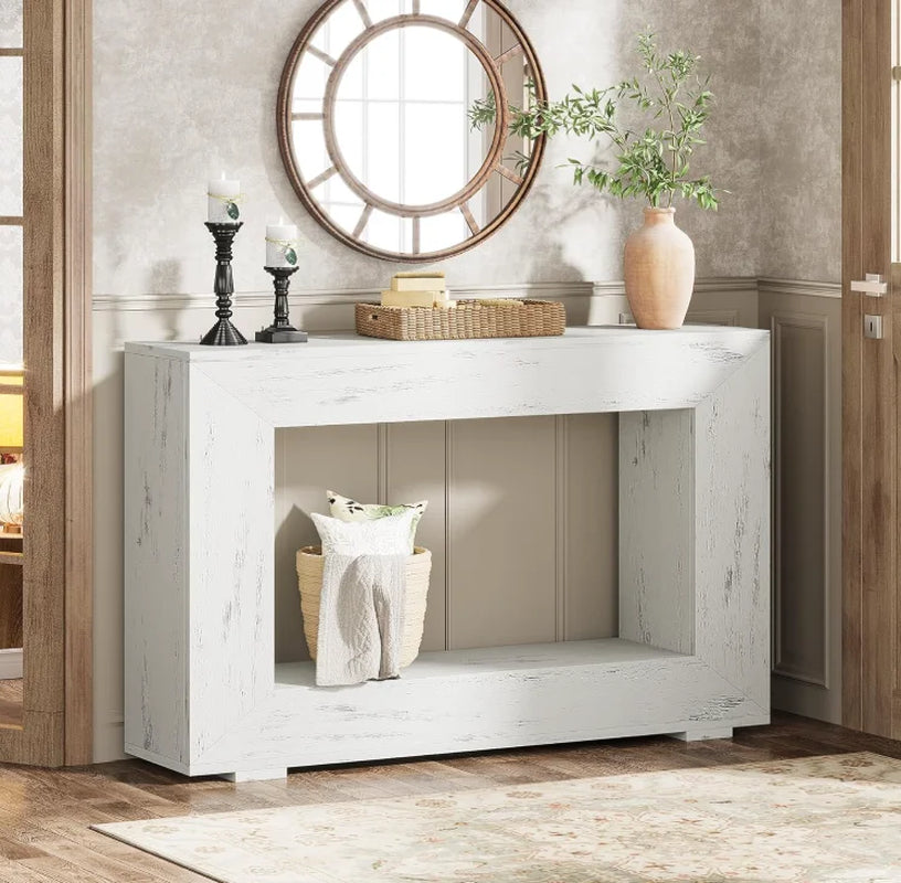 47" Farmhouse Console Table with Storage, Industrial Hallway Sofa Table for Entryway, Living Room
